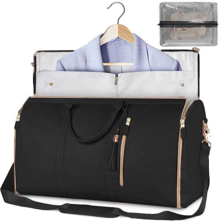 Large Capacity Travel Duffle Bag Women's Handbag Folding-A Black-13