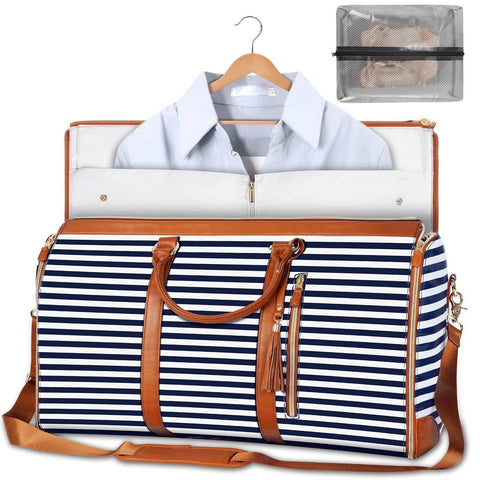 Large Capacity Travel Duffle Bag Women's Handbag Folding-B Sapphire Stripes-9