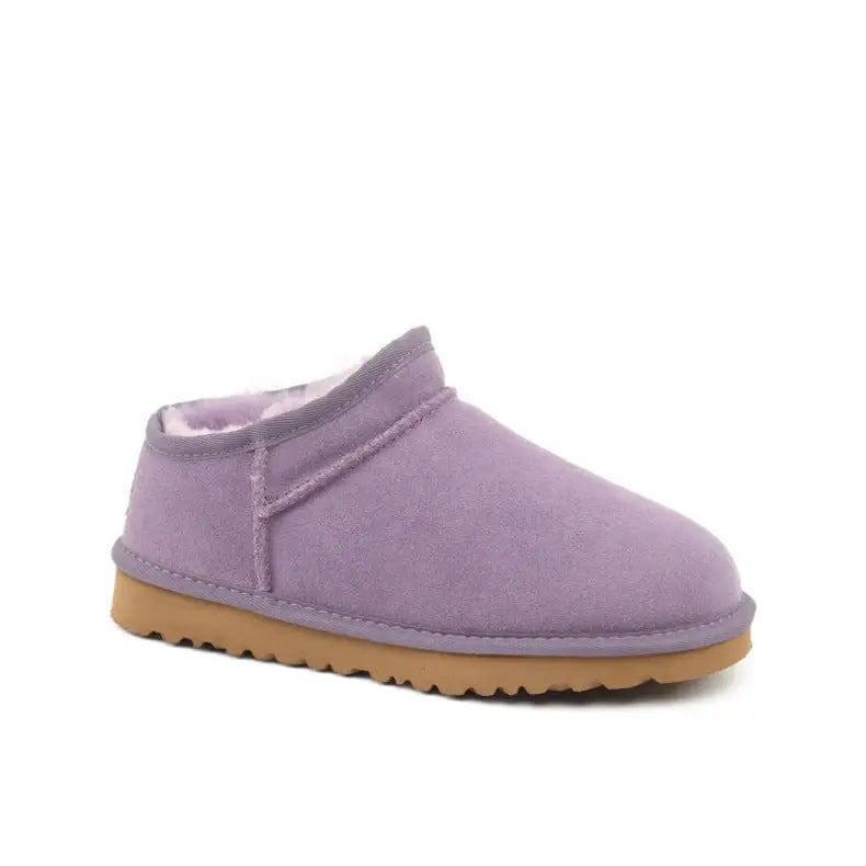 Lazy Shoes One Pedal Leather Snow Boots Women Henan Sangpo-Purple-5