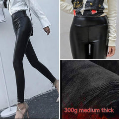 Leather Pants Women's Thick Large Size High Waist PU Leather-3