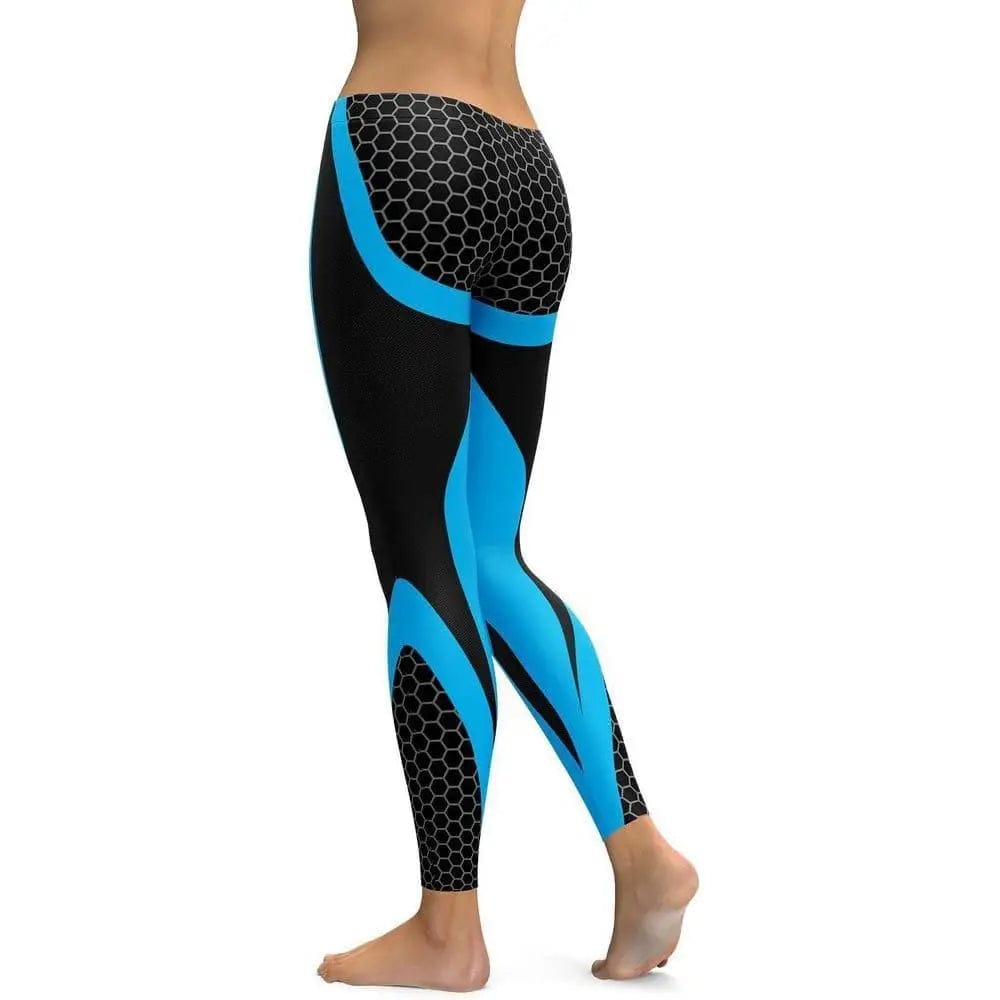 LOVEMI  Leggings Blue / M Lovemi -  Geometric Honeycomb Digital Printing Pants, Yoga Pants,