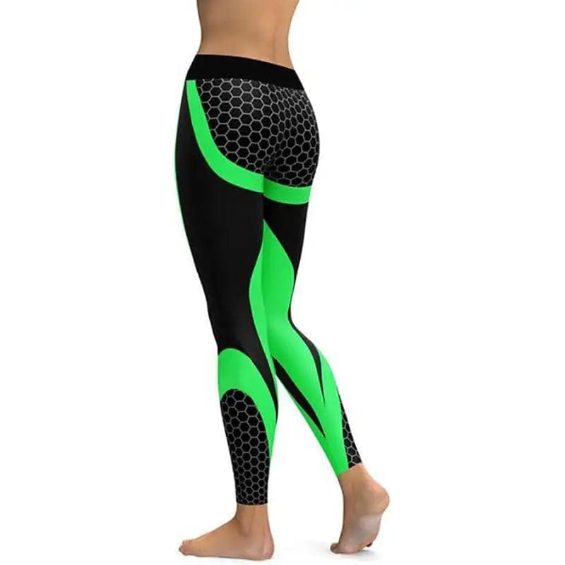 LOVEMI  Leggings Green / S Lovemi -  Geometric Honeycomb Digital Printing Pants, Yoga Pants,