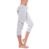 LOVEMI  Leggings Grey / S Lovemi -  Yoga cropped pants with elastic waist button pockets