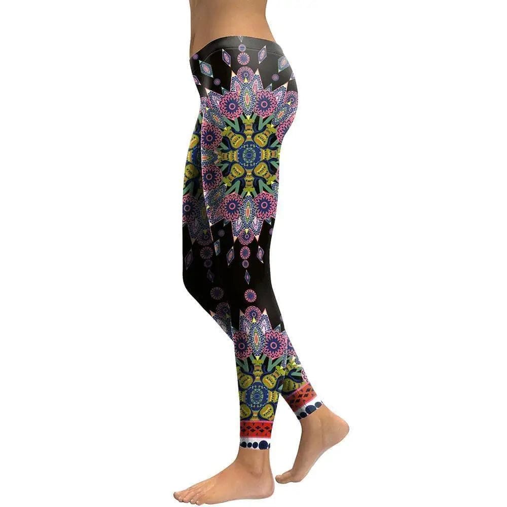 LOVEMI Leggings M Lovemi -  Pink Starburst Mandala Flower Yoga/Workout Leggings