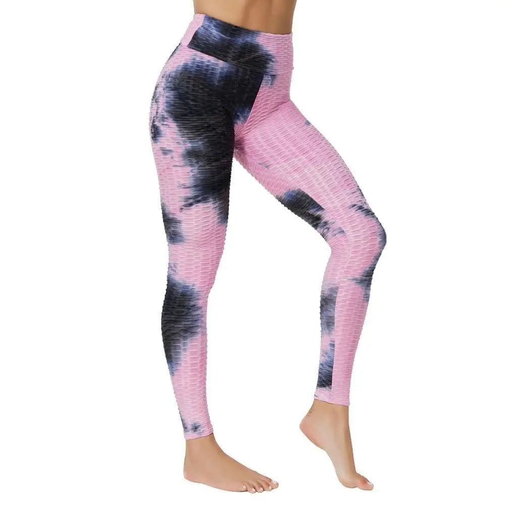 LOVEMI Leggings Pink / XS Lovemi -  Yoga Jacquard Tie-Dye Yoga Clothes Bubble Yoga Pants