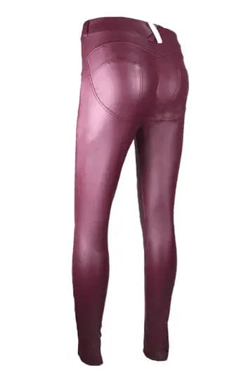 LOVEMI  Leggings Red wine / L Lovemi -  Women's Peach Hip Color High Elastic Leather Pants