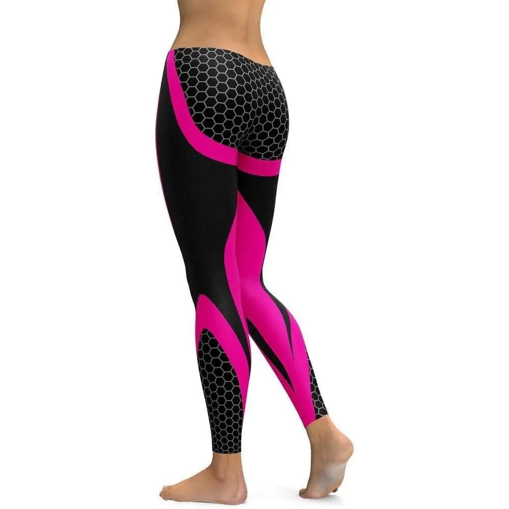 LOVEMI  Leggings Rose red / S Lovemi -  Geometric Honeycomb Digital Printing Pants, Yoga Pants,