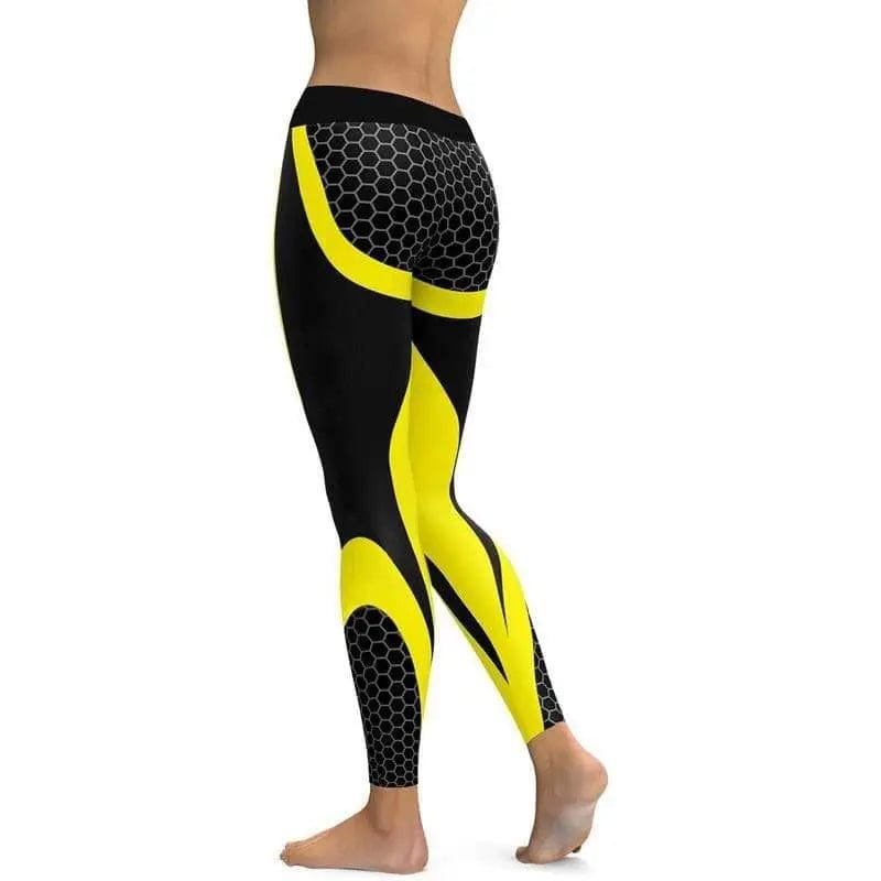 LOVEMI  Leggings Yellow / XL Lovemi -  Geometric Honeycomb Digital Printing Pants, Yoga Pants,