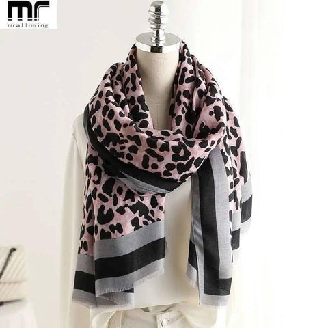 Leopard Scarf Spring And Autumn Korean Version Of Female-Pink-2
