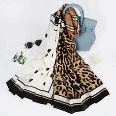 Leopard Scarf Spring And Autumn Korean Version Of Female-Double spell white-3