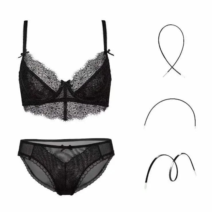 LOVEMI  Lingerie set Black / 70B Lovemi -  Fashion Transparent Women Bra And Panties Set Embroidery