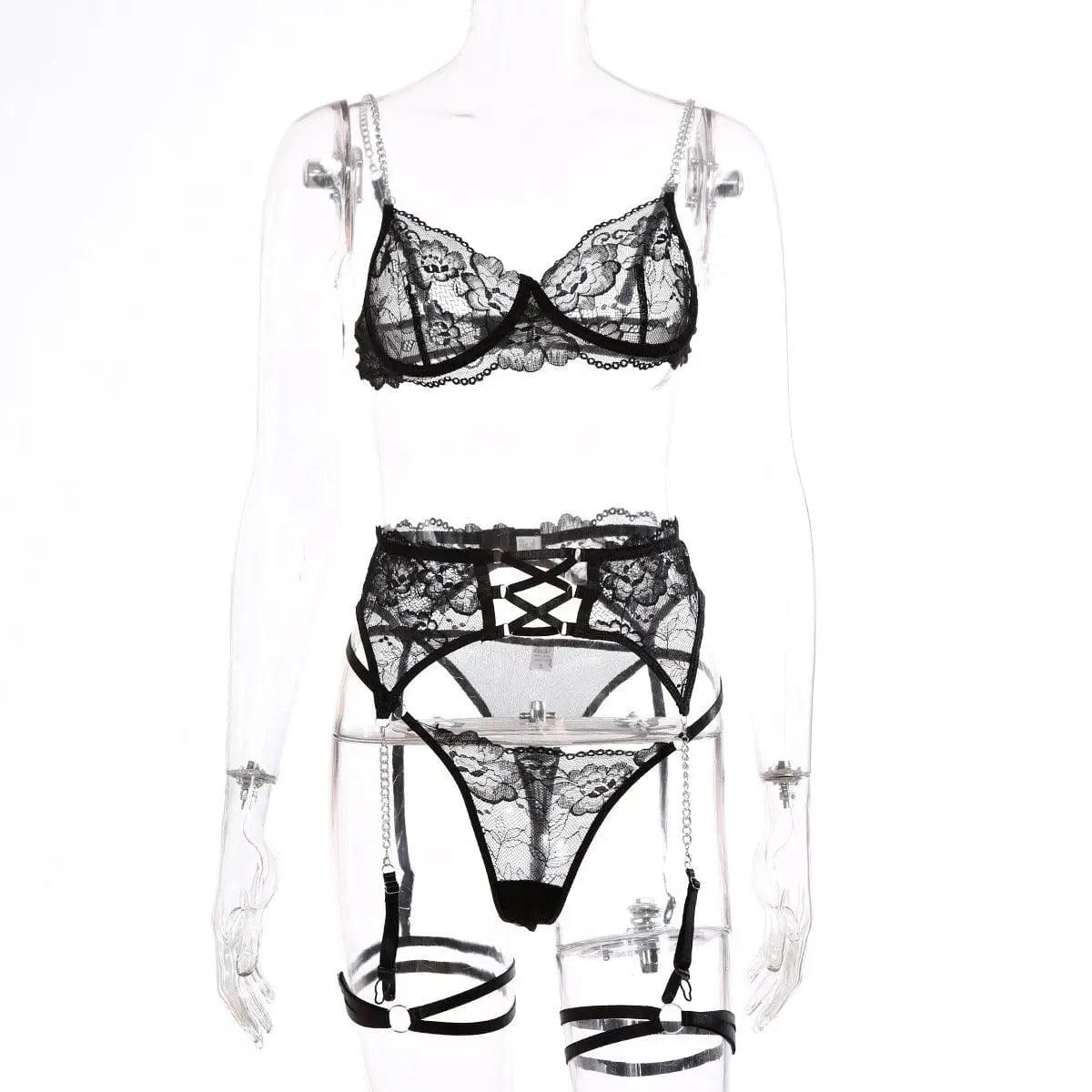 LOVEMI  lingerie set Black / M Lovemi -  Metal Chain Sling Fashion Lingerie Set