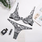 LOVEMI  Lingerie set Black / S Lovemi -  Two-tone Lace Sexy Lingerie With Steel Ring Women Suit