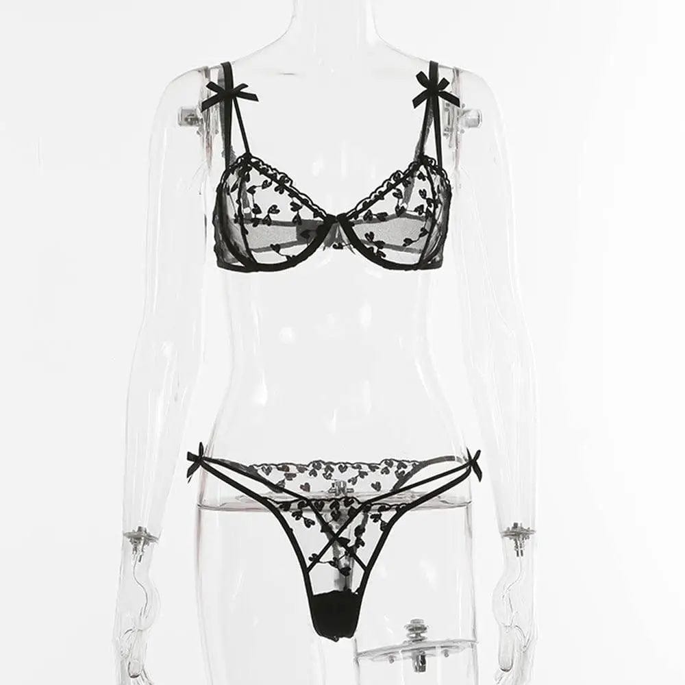 LOVEMI  lingerie set Black / XS Lovemi -  See-through Bowknot Sexy Lingerie Split Suit