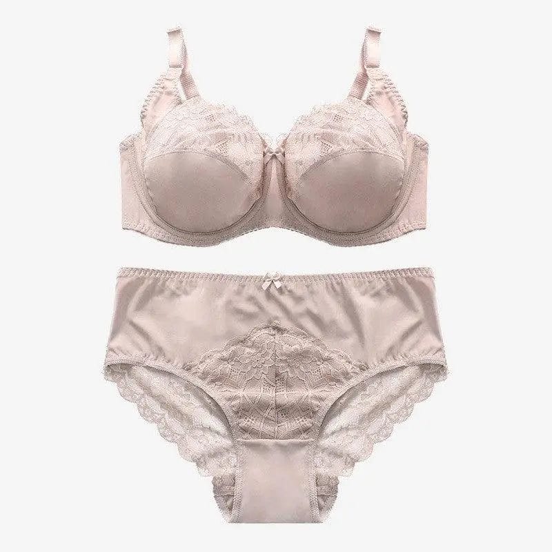 LOVEMI  lingerie set Khaki / 75D Lovemi -  Women's Lace Underwire Push Up Lingerie Panty Set