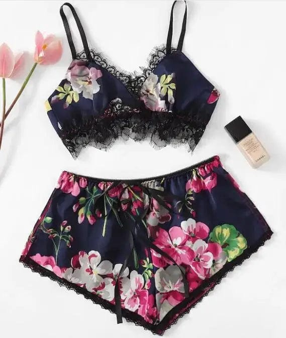 LOVEMI  Lingerie set NavyBlue / S Lovemi -  Two Piece Set Of Printed Sexy Lingerie Home Underwear