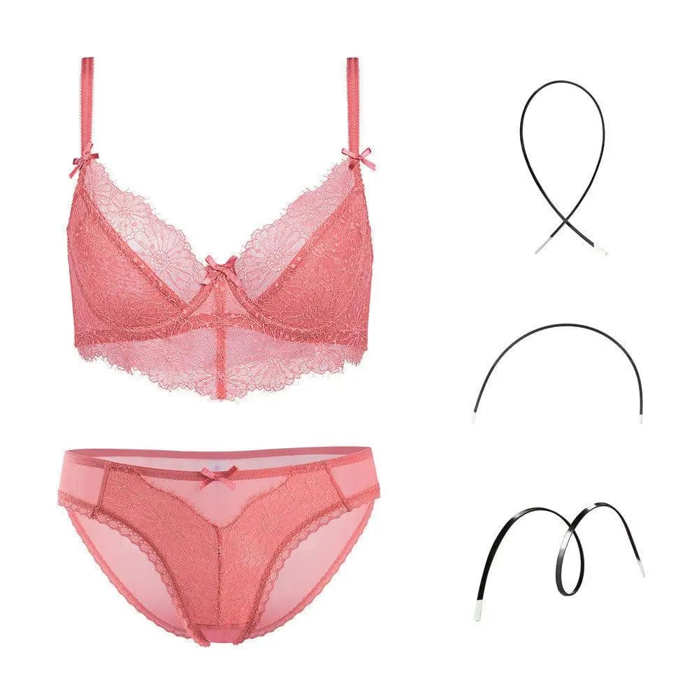 LOVEMI  Lingerie set Pink / 70B Lovemi -  Fashion Transparent Women Bra And Panties Set Embroidery