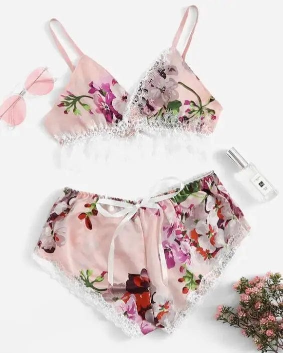 LOVEMI  Lingerie set Pink / S Lovemi -  Two Piece Set Of Printed Sexy Lingerie Home Underwear