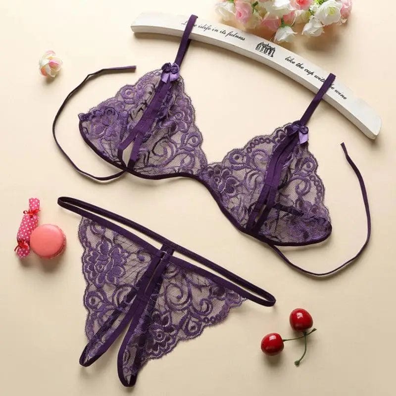 LOVEMI  lingerie set Purple / AverageSize Lovemi -  Porn Sexy Women Lace Tulle Lingerie Set