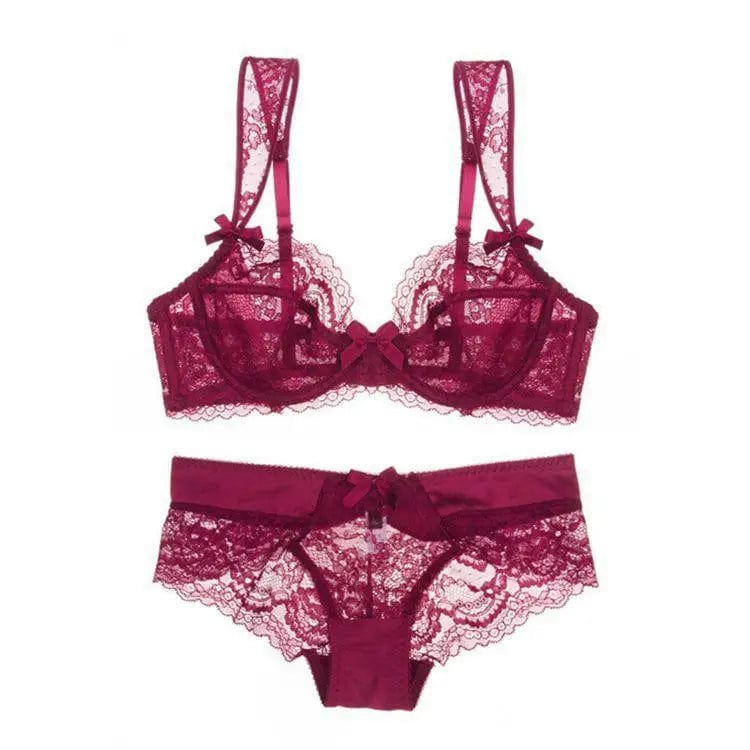 LOVEMI  Lingerie set Red / 70A Lovemi -  Ultra-Thin Sexy Gathered Lingerie Set, Big Breasts Show