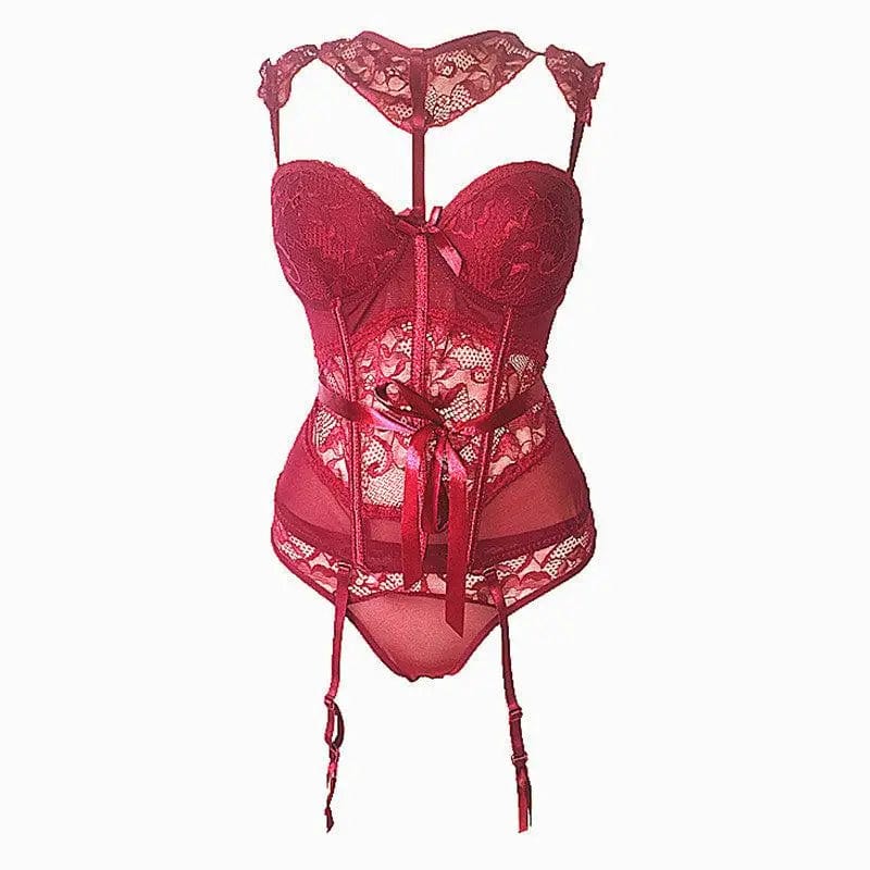 LOVEMI  lingerie set Red / L Lovemi -  Sexy lace lingerie set
