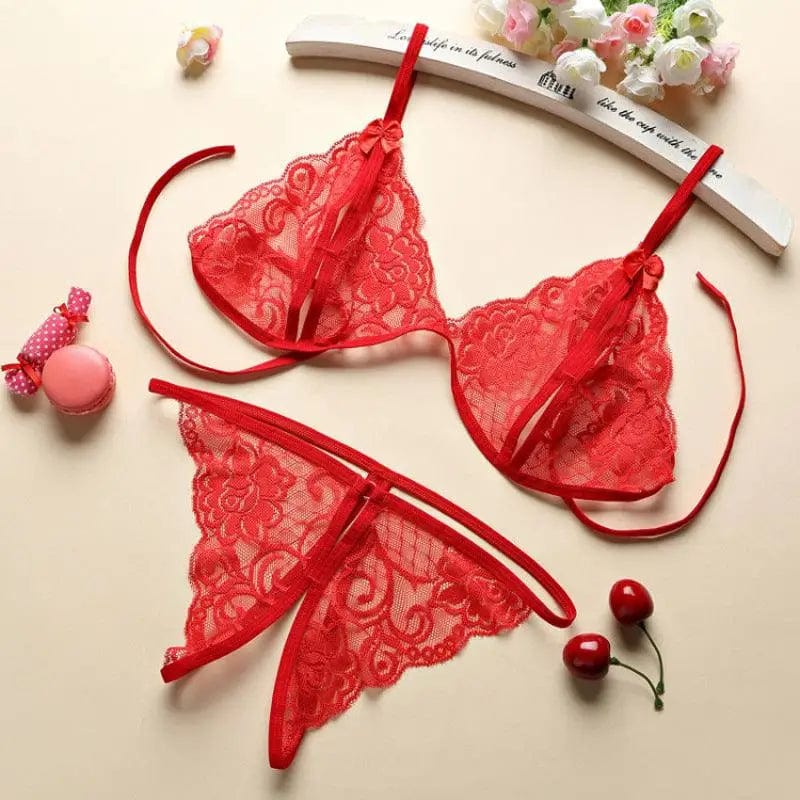LOVEMI  lingerie set Red / Oversize Lovemi -  Porn Sexy Women Lace Tulle Lingerie Set