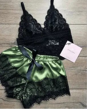 LOVEMI  lingerie set S / Green Lovemi -  Sexy Lingerie Lace Split Three-Point Sexy Sling