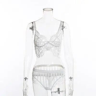 LOVEMI  lingerie set white / 2XL Lovemi -  Lingerie Lace Split Underwear Set
