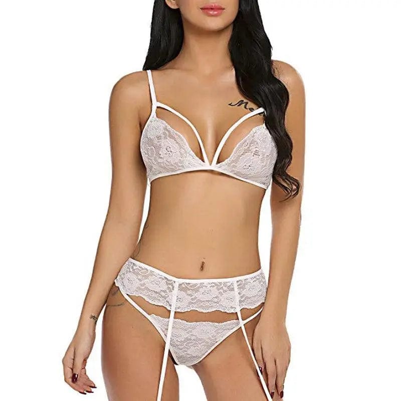 LOVEMI  lingerie set White / S Lovemi -  New Sexy Lingerie Set With Garter Bra And Panties