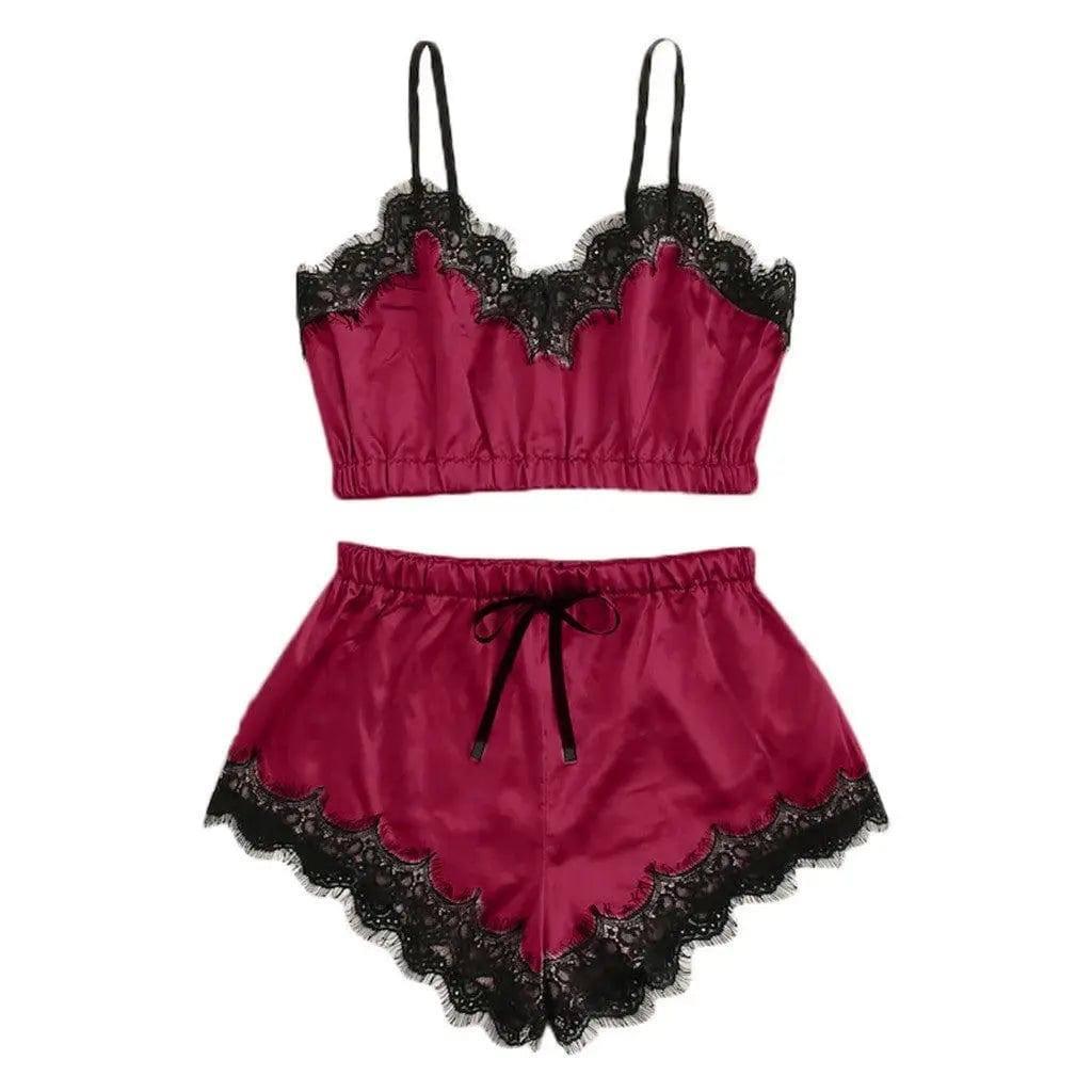 Lingerie Sexy Bra Set Women's Sleepwear Sleeveless Strap-Red-3
