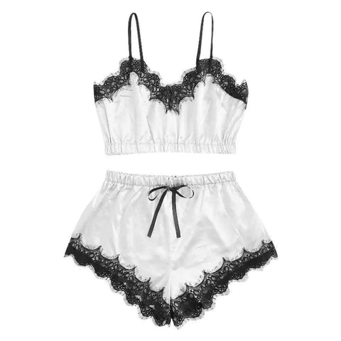 Lingerie Sexy Bra Set Women's Sleepwear Sleeveless Strap-White-4