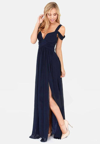 Long Floor Length Elegant Greek Style Chiffon Pleated Dress-2