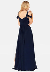 Long Floor Length Elegant Greek Style Chiffon Pleated Dress-4