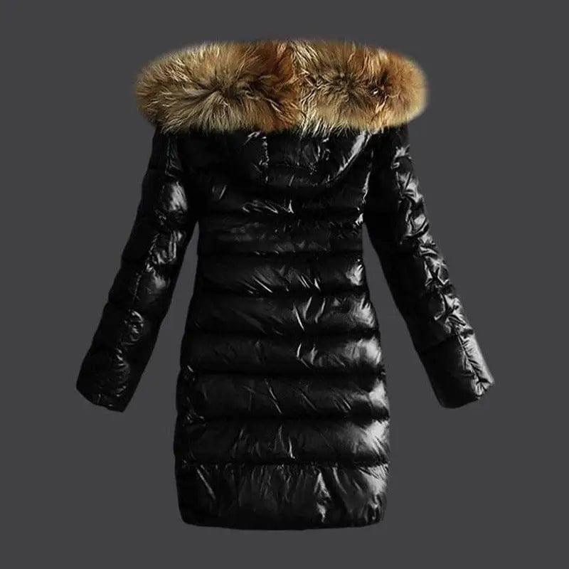 Long Quilted Jacket With Fur Collar And Raccoon Fur-5