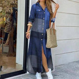 Long Sleeve Boho Maxi Dress - Casual Spring/Autumn Fashion Maxi Dresses LOVEMI Blue S 