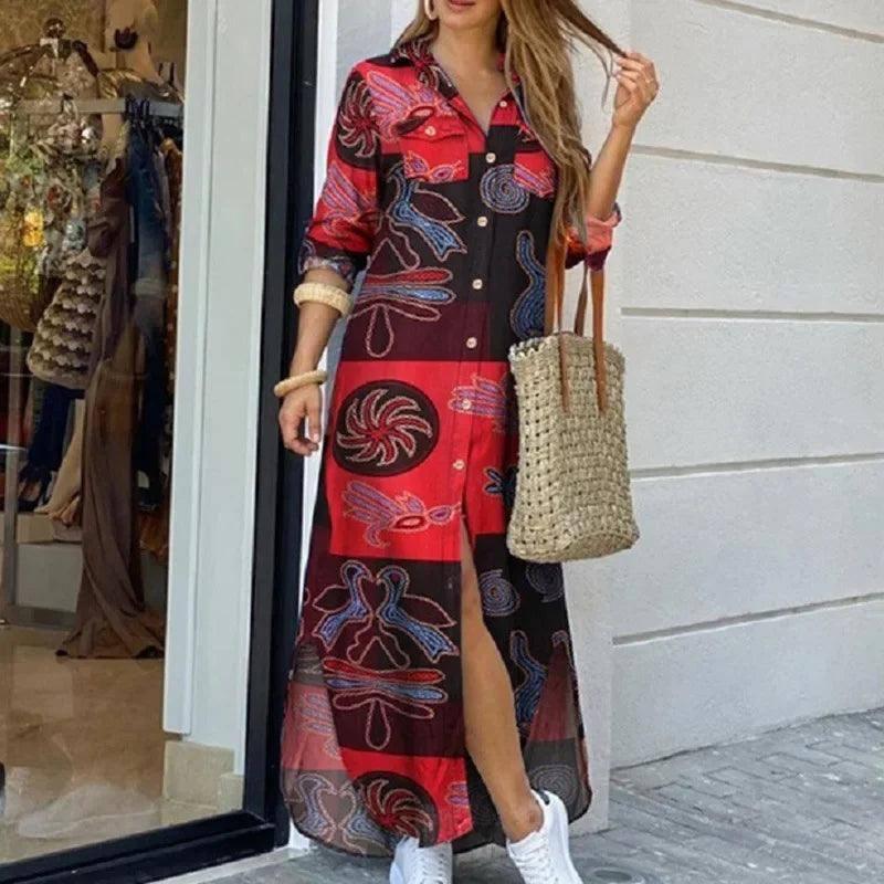 Long Sleeve Boho Maxi Dress - Casual Spring/Autumn Fashion-STYLE7-9