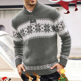 Long Sleeved Christmas Jacquard Knitting Sweater For Men-Grey-4