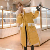 Long thick down jacket-Yellow-4