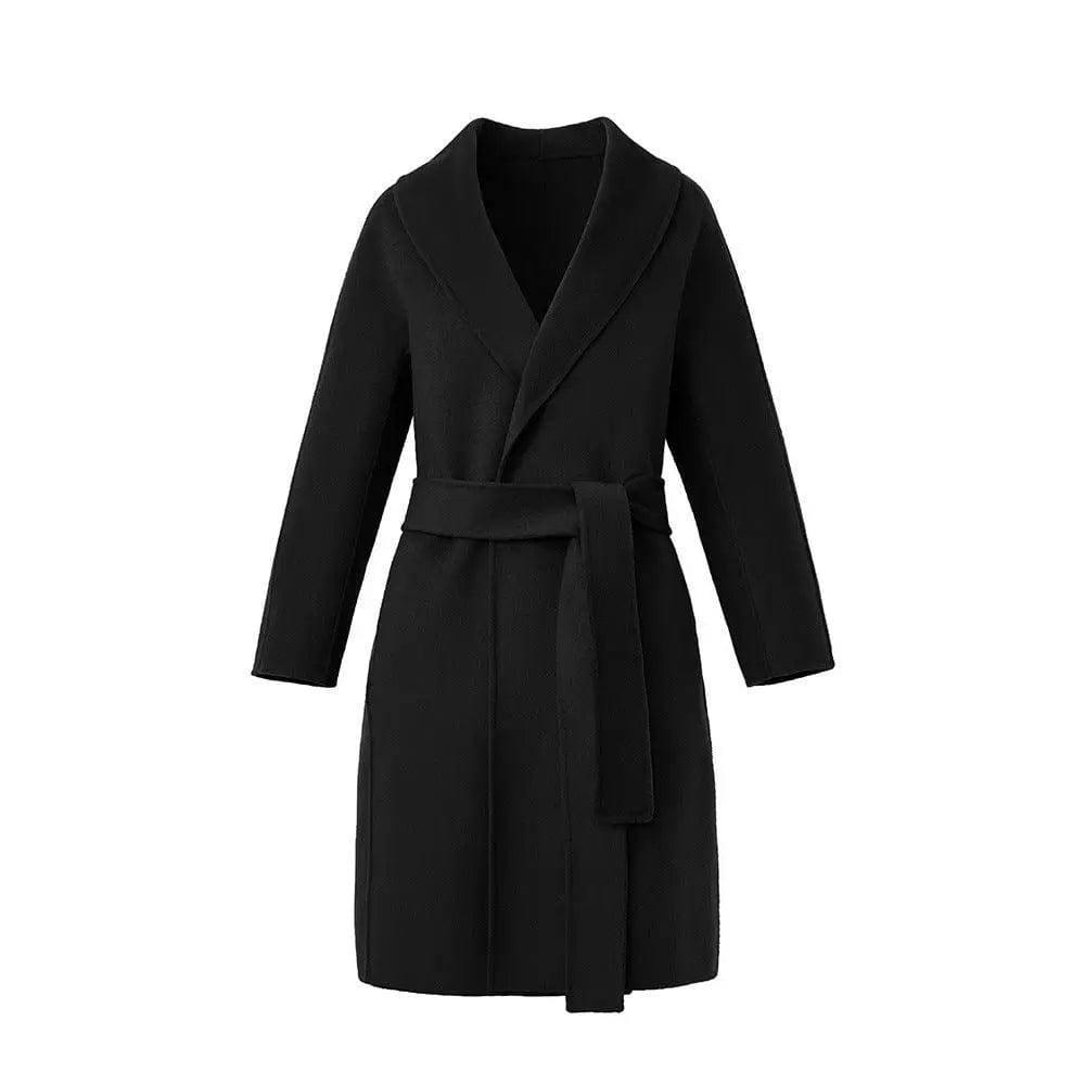 Long woolen coat-Black-4