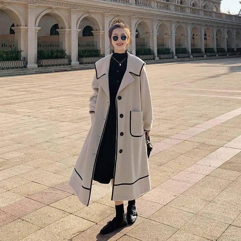 Loose And Thickened Temperament Woolen Coat Mid-length-1