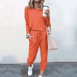 LOVEMI - Lovemi - Loose Solid Color Long Sleeve Casual Set