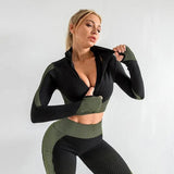LOVEMI  Lounge Armygreen / S Lovemi -  Seamless Long Sleeve Quick Dry Training Running Yoga Show
