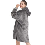 LOVEMI Lounge Grey Lovemi -  Fleece Loose Mid-length Hooded Jacket