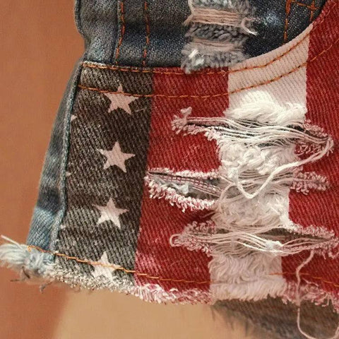 LOVEMI - Lovemi - American Flag Patterned Mini Pants