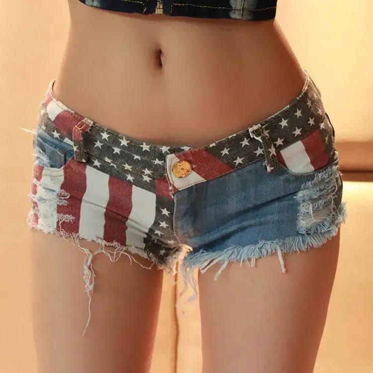 American Flag Patterned Mini Pants-7