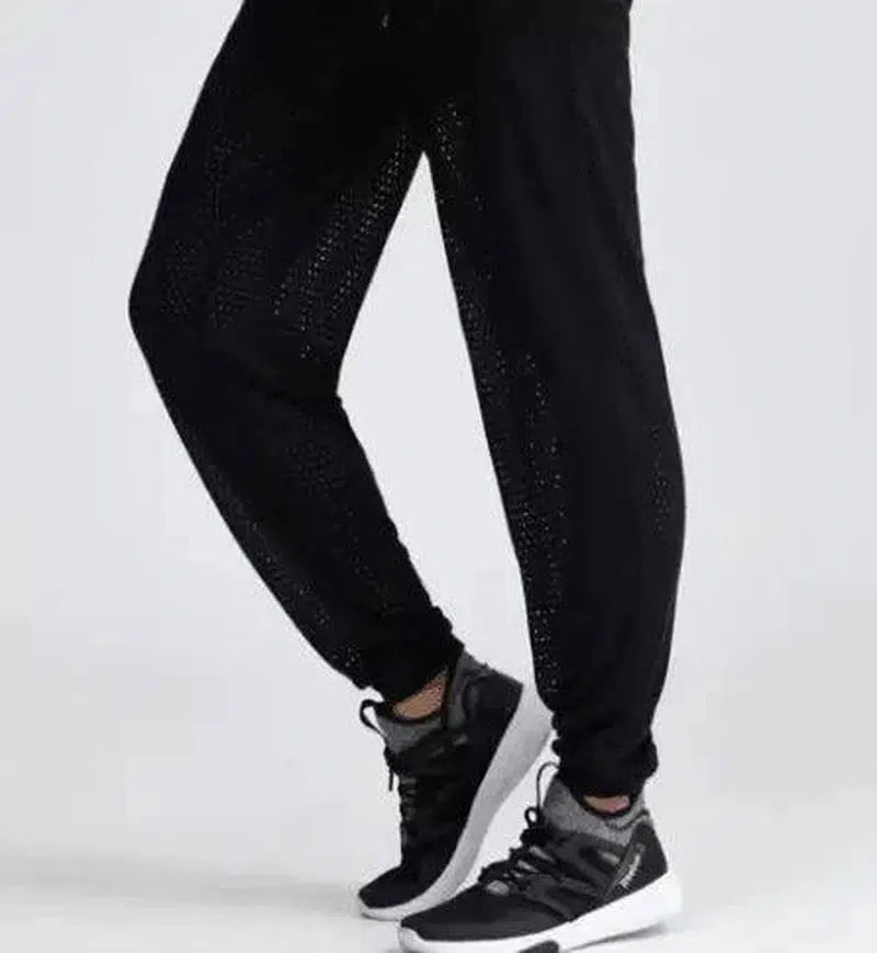 Autumn new thin section loose sports trousers large-Black-2