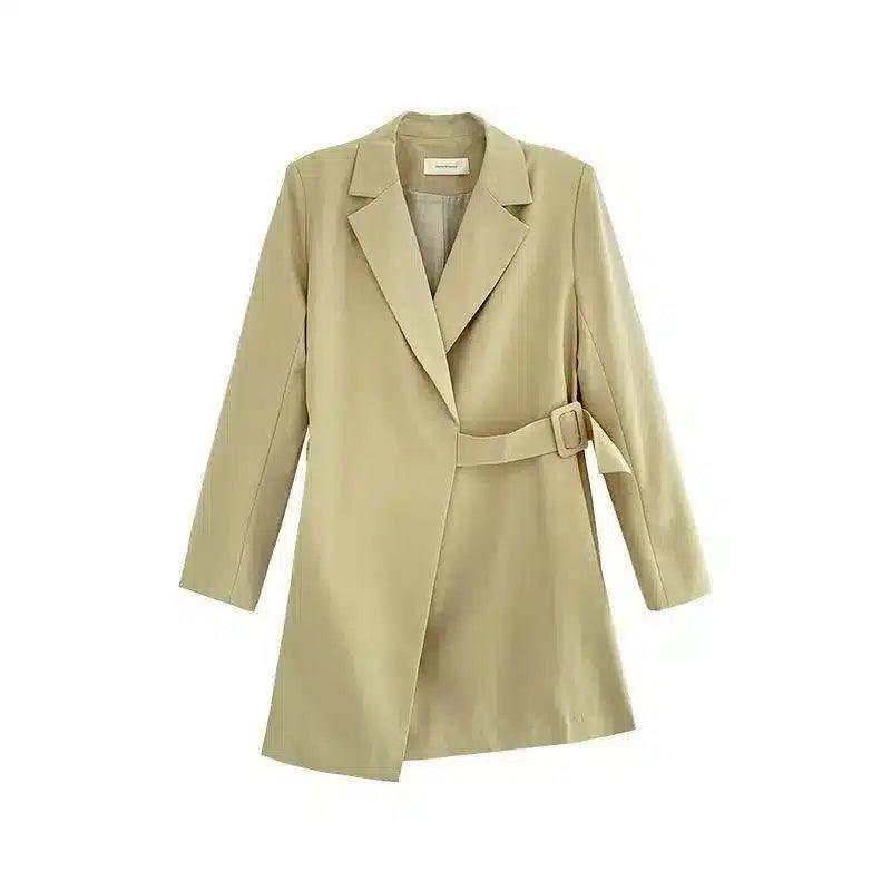 LOVEMI - Lovemi - Beige Long-Sleeved Waist-Tie Trench Coat