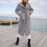 Lovemi -  Black and white plaid wool coat trench coat LOVEMI Color S 