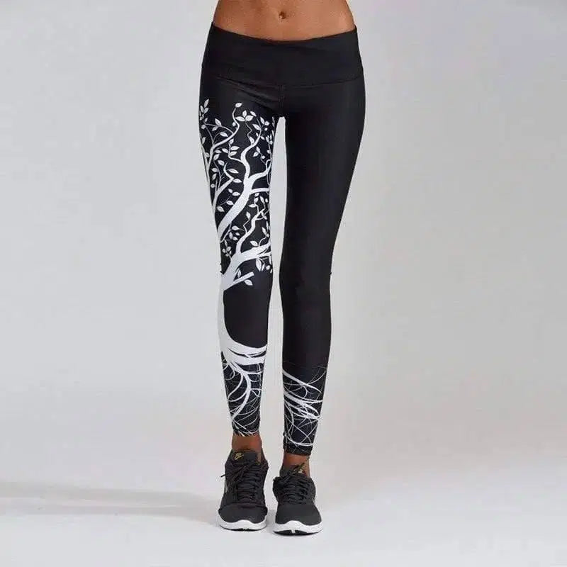 LOVEMI - Lovemi - Branch Print Hip High Waist Sports Leggings