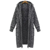 Warm Knit Hooded Long Coat for Women-Grey-2